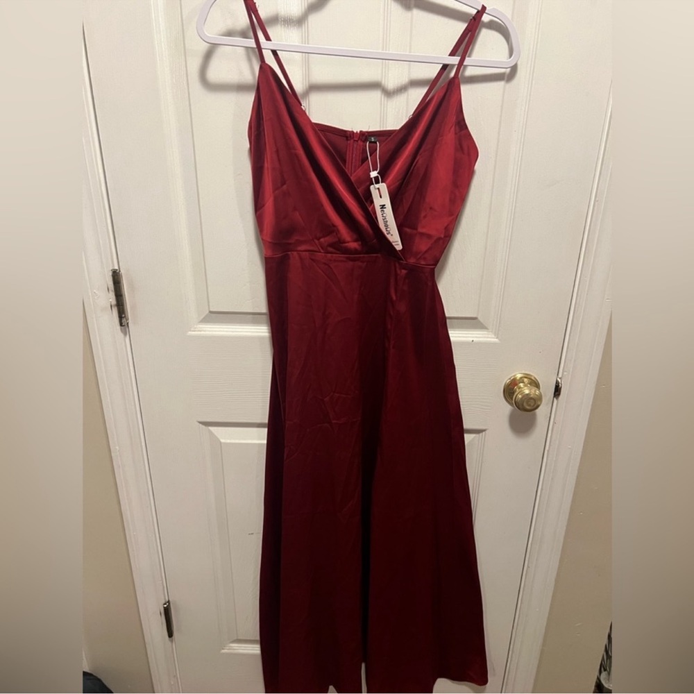 Orange/maroon color long dress